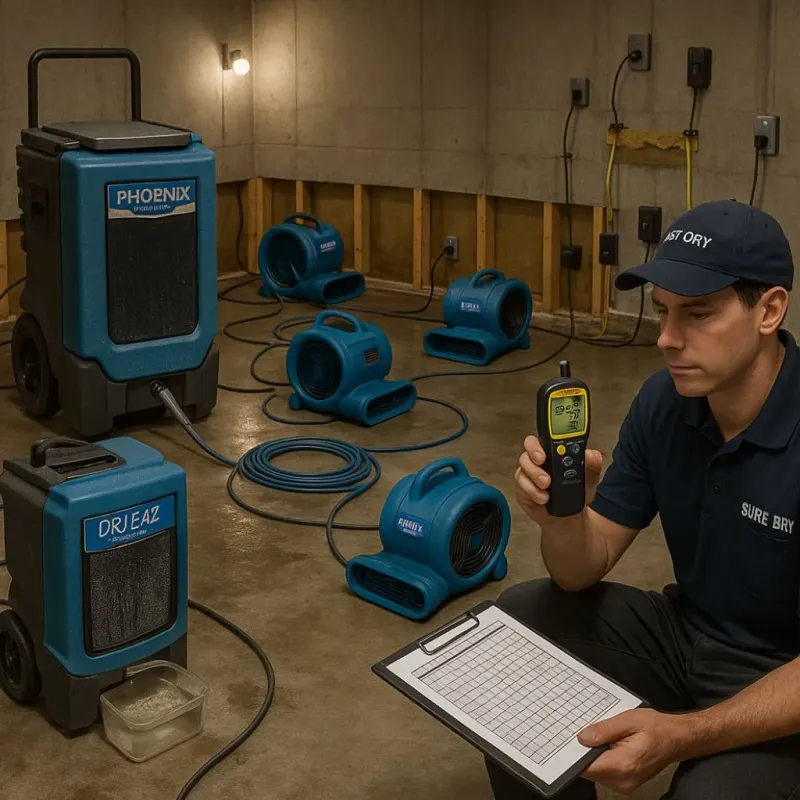 Structural Drying and Dehumidification process in Crestwood, KY